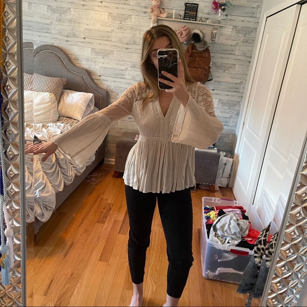 American Eagle Flowy Floral Mesh Top